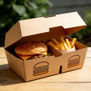 Emballages écologiques pour la livraison de restauration rapide, hamburgers, frites, cartons ondulés gaufrés, personnalisation en gros - Product Image 3