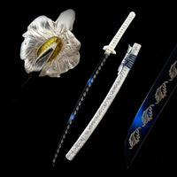 Épée de lune d'automne forgée à la main Longquan, finition bleue oxydée au four, acier 1060, 103 cm, Katana, cadeau pour homme
