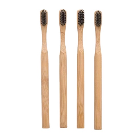 100% Eco-Friendly Bamboo Toothbrush with Round Handle and Square Head Soft Bristle Biodegradable for Home Use