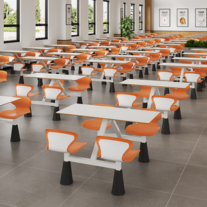 <b>Dining</b> Hall <b>Table</b> and Chair Service Area Fast Food Restaurant Staff Cafeteria Granite Slab Four-person Connected <b>Table</b> and Chair - Product Image 4