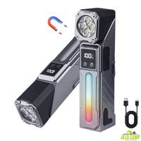 Lampe de travail portable multifonctionnelle rotative rechargeable par USB LED colorée à aspiration magnétique Lampe de camping d'urgence