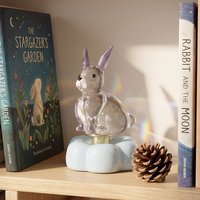 Figurine de lapin en verre rotative de style Murano, faite à la main, adorable lapin tournant, ornement pour la maison, le bureau, la table, cadeau de Pâques
