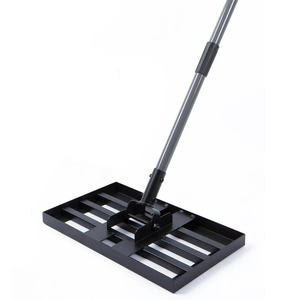 Râteau à gazon robuste personnalisé JH-Mech avec support triangulaire renforcé, poignée télescopique en métal réglable, râteau de nivellement pour pelouse - Product Image 1