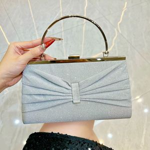 Cross-border New Shiny Bow Polyester Evening Bag With Pleated Design European Retro Style for Celebrity Parties Tanjing - Product Image 6