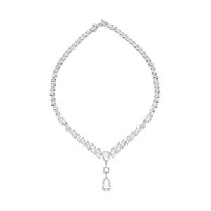 Collier en or blanc 18 carats de qualité supérieure avec diamant taille marquise pour bijoux de mariée raffinés, disponible au prix d'usine - Product Image 4