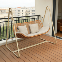 Fauteuil suspendu double pour jardin, balançoire moderne en corde tressée avec structure en aluminium, chaise suspendue pour terrasse