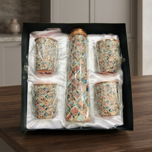 Bouteille d'eau en cuivre de haute qualité au design élégant 1000 ml avec verre, écologique, unisexe, cadeau d'affaires - Product Image 3