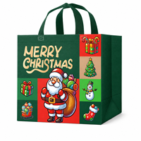 Sacs en non-tissé laminés de Noël en gros, réutilisables, pour cadeaux de fêtes, sacs de shopping pour détaillants