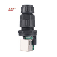 Connecteurs et prises RJ45 étanches circulaires noirs à montage sur panneau LLT 8P 8C