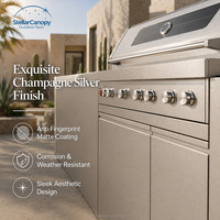 Armoires de cuisine extérieures modernes en acier inoxydable personnalisées, portes en verre, étanches, ignifuges, design modulaire, utilisation en appartement, salle à manger