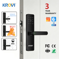 KROVI F05 OEM/ODM Kunci Pintu Depan Elektronik Pintar Tuya Biometrik Sidik Jari Kode Penyimpanan Data Cloud untuk Proyek