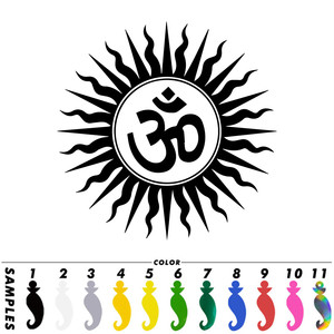Autocollant en vinyle pour voiture, motif soleil hindou mystique Om, en sanskrit, pour voiture, ordinateur portable, fenêtre, verre, cadeau, découpé - Product Image 5