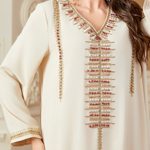 Vestido de murciélago Abaya con diamantes para mujer, ropa islámica turca, tela de gasa, Vintage, Año Nuevo, 2024, para Oriente Medio, - Product Image 4