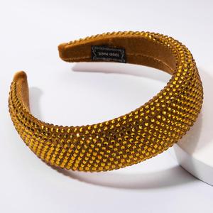 HOVANCI-accesorios para el cabello para mujer, bandana ancha de terciopelo dorado con cristales de resina y diamantes de imitación - Product Image 5