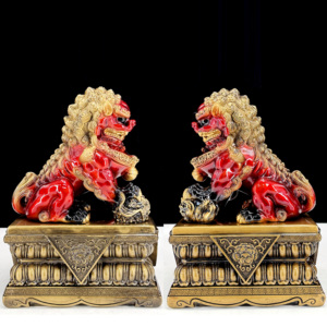 Decorazioni Feng Shui leoni <span class=keywords><strong>di</strong></span> colata in <span class=keywords><strong>oro</strong></span> una coppia <span class=keywords><strong>di</strong></span> leoni Desktop moderni ornamenti per la decorazione della casa in resina statua del <span class=keywords><strong>leone</strong></span> - Product Image 6