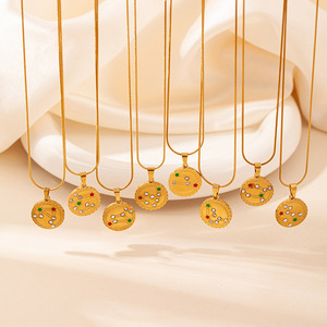 Mecylife hợp thời trang 12 thép không gỉ mạ vàng Vòng cổ với thiết kế kim cương phụ nữ hàng ngày mặc bản đồ vị trí - Product Image 2