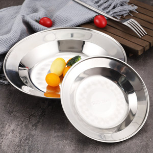 Plato Hondo de Acero Inoxidable 304, Apto para Alimentos, Plato Redondo para Servir, Vajilla para Cocina y Hogar - Product Image 2