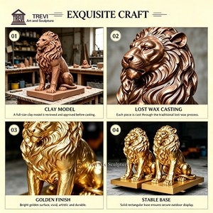 <span class=keywords><strong>รูป</strong></span>ปั้น<span class=keywords><strong>สิงโต</strong></span>ทองสัมฤทธิ์ขนาดเท่าตัวจริง TREVI คู่หนึ่ง ผลิตตามสั่ง สำหรับตกแต่งสวนกลางแจ้ง ประตูวิลล่า และบ้านพักตากอากาศ - Product Image 3