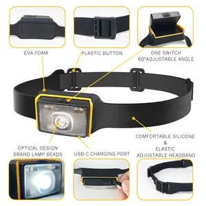 UMIONE 1200mah 4-50H Silicone Running Head Lamp Forehead Flashlight Wide Beam Head Light LED USB Rechargeable Headlamp Lights