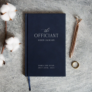 Diario Personalizado con Forro de Lino para Oficiante, Cuaderno de Lujo con Tapa Dura Personalizado para Discursos, Sermones, Brindis, Día de la Boda, Regalo para Pastor o Anfitrión - Product Image 1