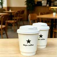 Gobelet à café jetable de haute qualité, double paroi, en papier kraft, compostable, recyclable, de qualité alimentaire, imperméable, avec revêtement PE pour vin chaud