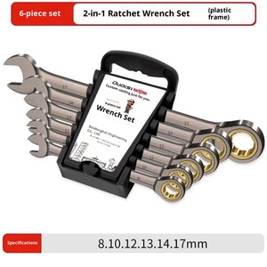 Juego de Llaves de Trinquete Reversibles DISEN de 6 Piezas, Métricas de 8-19 mm, 72 Dientes, Acero CR-V, Niquelado, con Soporte Organizador de Diseño de Manivela - Product Image 2