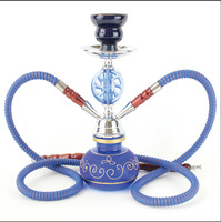 Vente directe d'usine transfrontalière : Ensembles de chichas arabes en métal finition miroir, options à un ou deux tuyaux ; Tuyaux de chicha créatifs