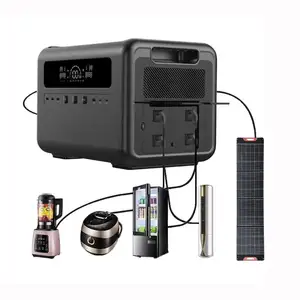 Manufacturer Mobile Emergency LiFePO4 Battery 220V Solar Powered Backup Generator 2400W Home Outdoor Portable Power Station