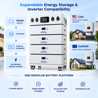 Batterie solaire LiFePO4 10 kWh 51,2 V 212 Ah, empilable et modulaire, pour stockage d'énergie domestique, destinée aux installateurs solaires
