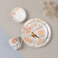 GXKC Assiettes en céramique avec bols en porcelaine, tasse à thé et soucoupe New Bone China Service de vaisselle avec motifs orientaux sûrs