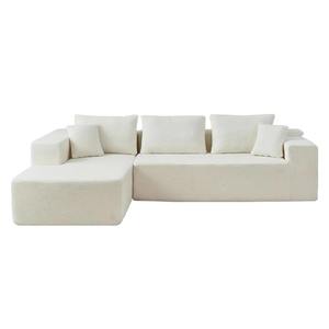 Sofa panjang Ottoman Modular bersudut dengan bagian Sofa 4 potong Sofa bulu Chaise reversibel cetak polos - Product Image 6