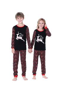 Ensemble de vêtements en coton personnalisés Pyjamas de renne sautant pour enfants Pyjamas de Noël longs en bambou pour garçons pour enfants - Product Image 5
