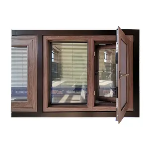 WEIKA thermal break aluminum window screen integration design wood grain plating heat insulation and mute villa windows