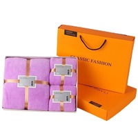 Ensemble de Serviettes de Bain en Microfibre Velours Corail 3 Pièces Épaissies Serviette de Plage Logo Personnalisable pour Maison Spa Vente en Gros Coffret Cadeau Mère