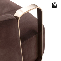 Fauteuil pivotant en velours de style luxe léger, avec accoudoir en métal découpé en U et base ronde pivotante, idéal pour hôtel, villa, salon moderne
