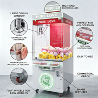 Machine à griffes commerciale à monnayeur, transparente, pour la distribution de peluches et de jouets, jeu d'arcade à vendre