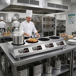 Fornello a Induzione Elettrico Professionale in Acciaio Inox 3500W, Tre Fuochi, 220V, Facile da Usare - Product Image 2