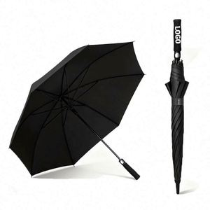 Paraguas de mango largo de 120 cm con patrón oscuro 400T, 16 varillas rectas, resistente al viento fuerte y doble varilla de lotus. - Product Image 2