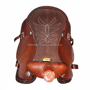 Siège confortable fait à la main Western Cow Leather Pleasure Trail Riding Saddle best for Riding and Racing avec style cowboy unique - Product Image 1