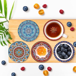 Sous-verres en <span class=keywords><strong>peinture</strong></span> diamantée, 4 pièces, motif Mandala, dessous <span class=keywords><strong>de</strong></span> plat <span class=keywords><strong>de</strong></span> cuisine, décoration <span class=keywords><strong>de</strong></span> maison en bois, protection <span class=keywords><strong>de</strong></span> table QQ045 - Product Image 2