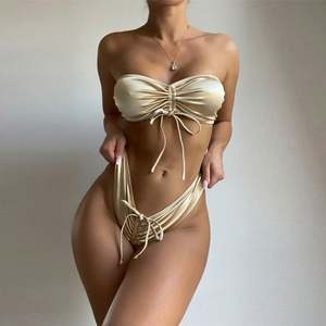 Dropshipping 2025 nuovo costume da bagno Bikini Sexy in tessuto colorato con seno spalmato e Modulare corda da bagno - Product Image 4