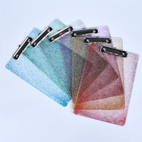 Portapapeles de plástico A4 con purpurina, carpeta de papel bonita, tableros de Clip de perfil bajo, portapapeles para escribir, material escolar y de oficina