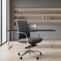 Chaise de bureau moderne en cuir ergonomique, chaise de direction de luxe, chaise de visiteur confortable pivotante en PU avec roulettes