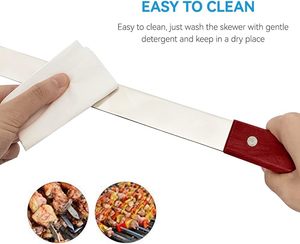 Thịt nướng đồ dùng thép không gỉ thịt ngã ba thêm dài phẳng Kebab xiên cho BBQ nướng - Product Image 6