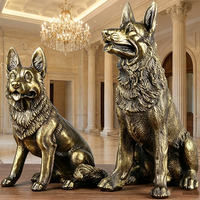 Sculpture de chien de garde en bronze Vigilant - Statue canine grandeur nature sur mesure avec options personnalisées, sculpture en bronze