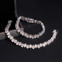 Pass Diamond Tester Upside Down Setting Pear Cut VVS Moissanite Diamond Tennis Bracelet Silver 925