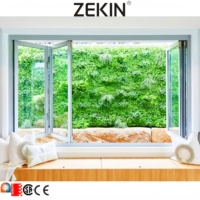 Ventana plegable completamente abierta personalizada de fábrica, vidrio doble, certificación NFRC AS2047, ventana plegable de aluminio con rotura térmica