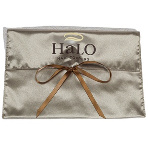 Pochette à rabat en satin haut de gamme de luxe, personnalisée pour les extensions capillaires, sac anti-poussière personnalisé en satin pour perruques - Product Image 4