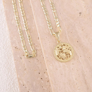 <span class=keywords><strong>Collana</strong></span> con Ciondolo Globo Placcato Oro 14k per Uomo, Design Circolare 'Il Mondo è Tuo', Gioiello Minimalista - Product Image 2