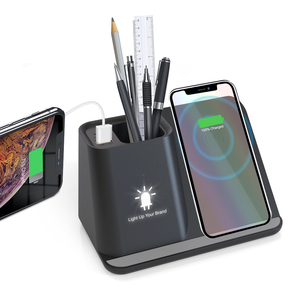 Caricatore Wireless LED 3 in 1 Supporto per Ricarica Wireless del <span class=keywords><strong>Telefono</strong></span> Portapenne con Porte Type C e USB per Smartphone - Product Image 5